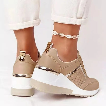 Tênis Feminino Chunky 2026, Cor Sólida, Plataforma, Sola Grossa, Zíper, Vulcanizado, Estilo Zapatos De Mulher