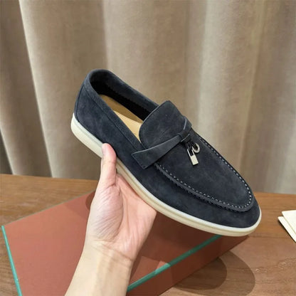 Promoção: Mocassins Femininos de Couro Genuíno Estilo Old Money com Borla e Fivela, Slip On, Casual, Vintage, Sapatos Planos para o Dia a Dia, Y2k