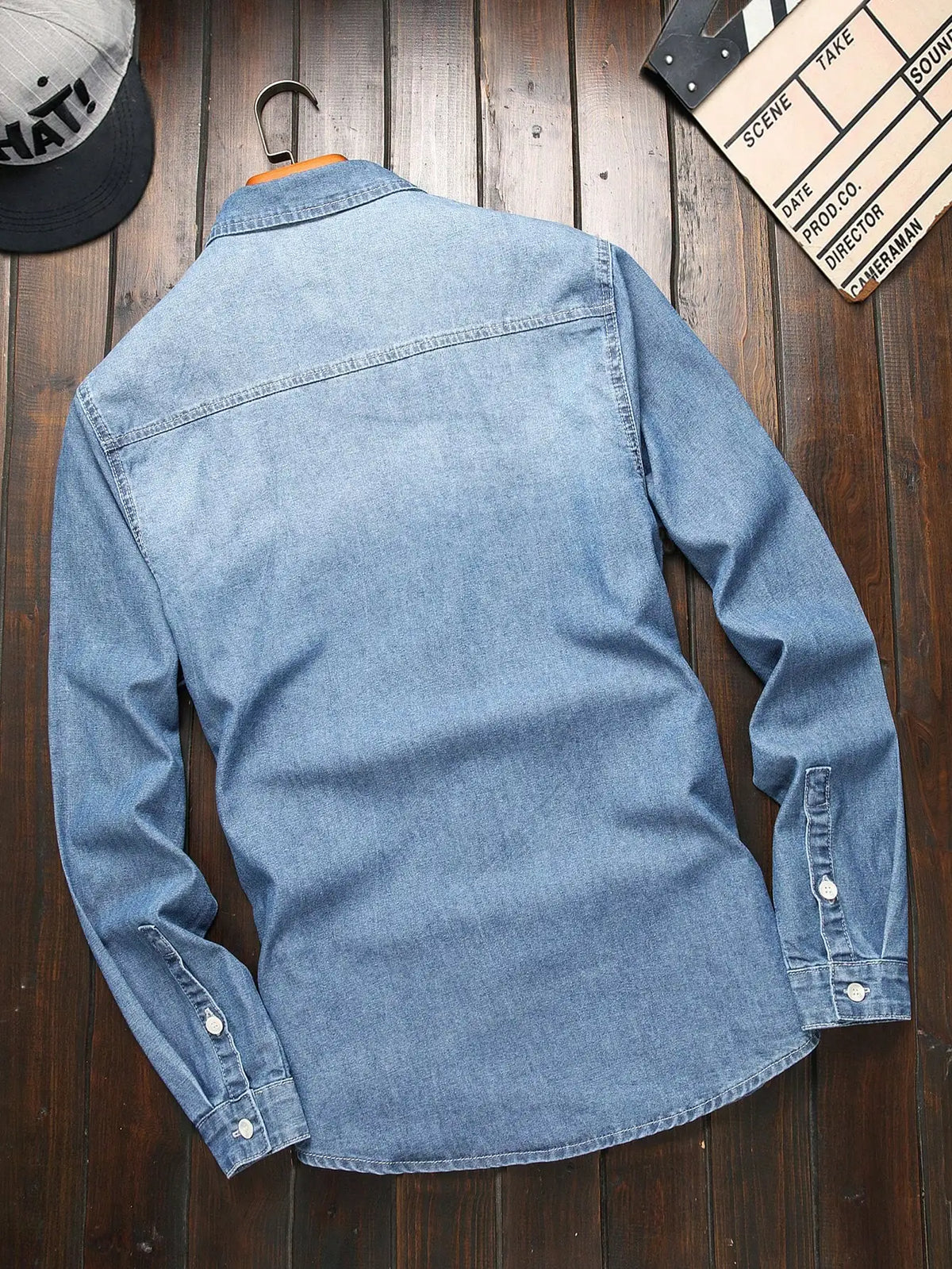 Camisas de Jeans Masculinas para Primavera e Outono. Camisas de Denim Azuis. Tendência e moda. Estilo Casual Diário para Rua.