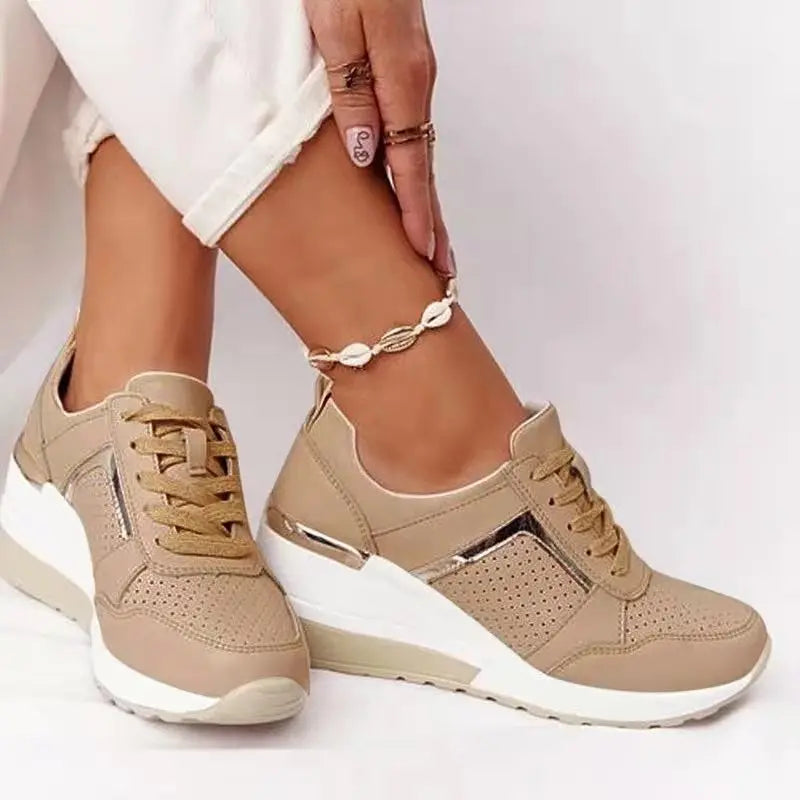 Tênis Feminino Chunky 2026, Cor Sólida, Plataforma, Sola Grossa, Zíper, Vulcanizado, Estilo Zapatos De Mulher