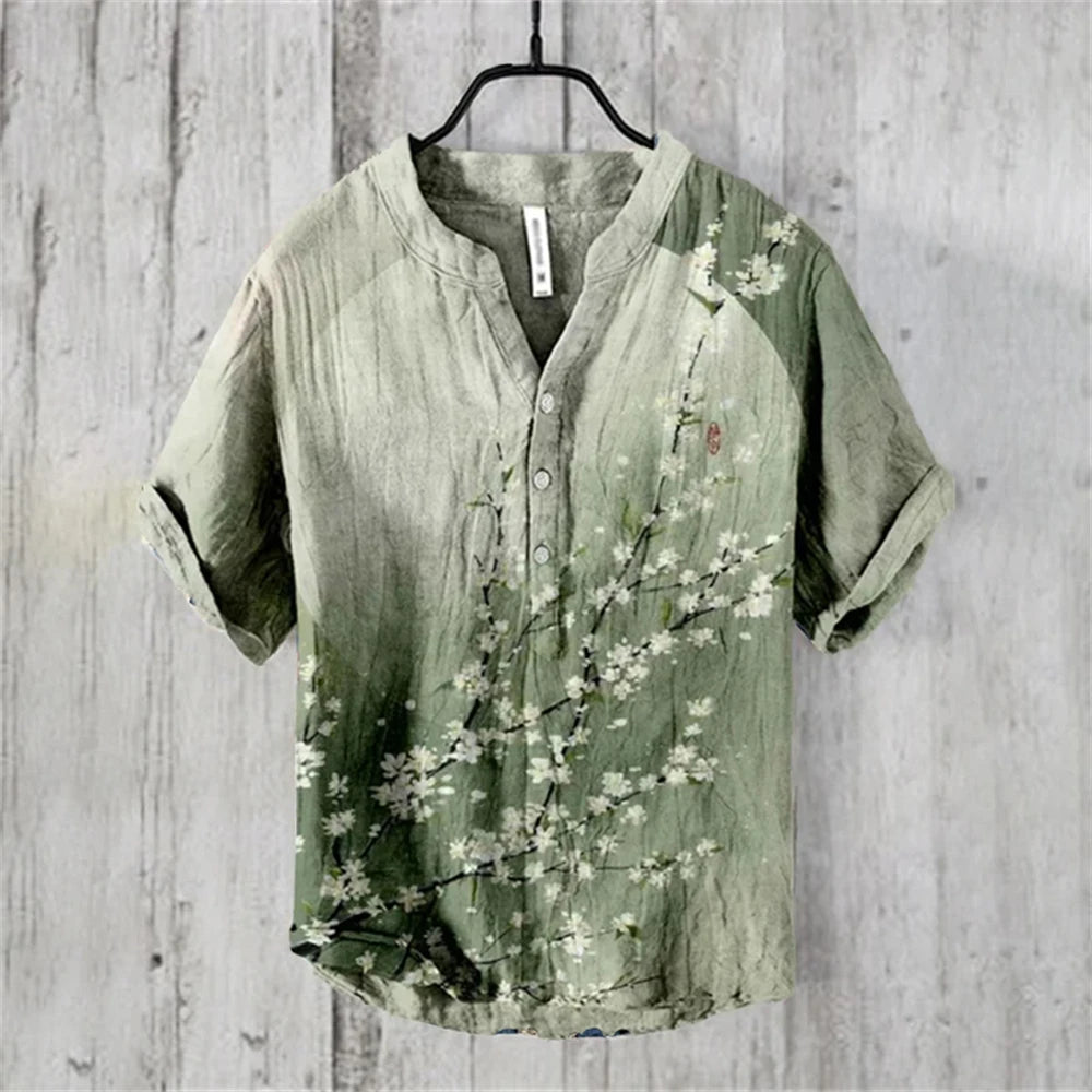 Camisa Polo Masculina de Manga Curta com Estampa de Carpa Japonesa Retro Ukiyo-E, Confortável e de Alta Qualidade