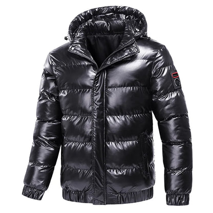 Jaqueta Masculina de Inverno Acolchoada à Prova de Frio Manga Longa Casaco Masculino Moderno Simples Cor Sólida com Capuz Removível Agasalho Masculino