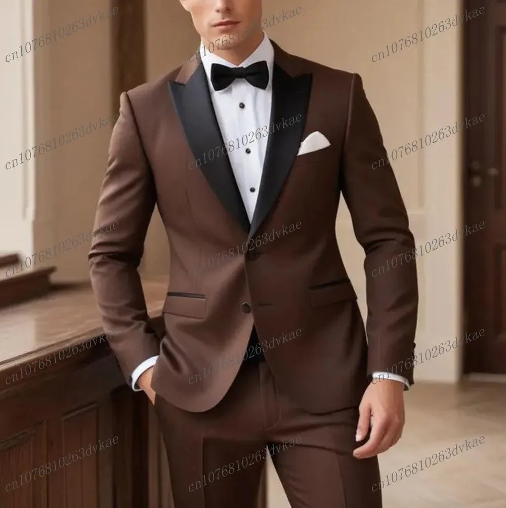 Novo Terno Masculino Branco e Preto para Casamento, Festa, Formatura, Noivo, Padrinho, Ocasiões Formais, Smoking Masculino, Conjunto de 2 Peças, Blazer e Calça
