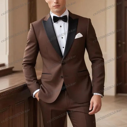 Novo Terno Masculino Branco e Preto para Casamento, Festa, Formatura, Noivo, Padrinho, Ocasiões Formais, Smoking Masculino, Conjunto de 2 Peças, Blazer e Calça