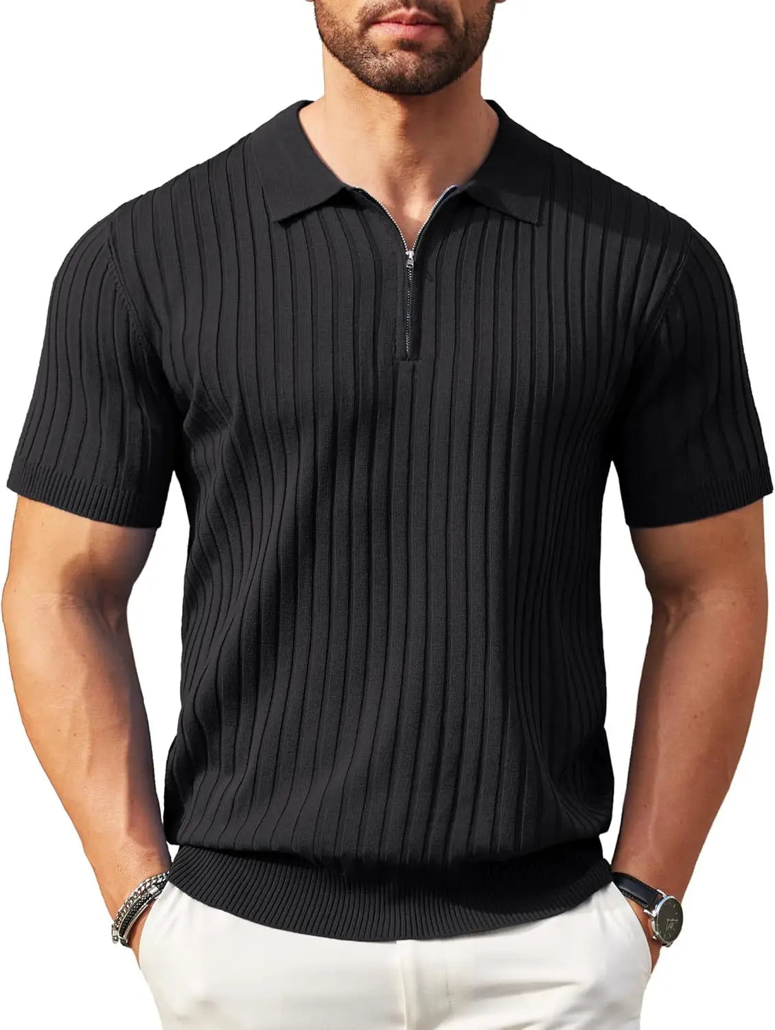 Camisa polo masculina casual de manga curta, luxo, moda verão, respirável, cor sólida, camisa de malha, camiseta masculina