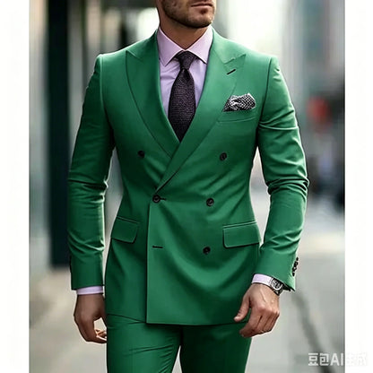 Ternos masculinos sólidos 2 peças plus size casamento diário negócios formal ternos masculinos sob medida silm fit duplo breasted 6 botões