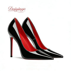 Sapatos femininos da tendência 2026: luxuosos, com sola vermelha, salto alto, bico fino, scarpin agulha de 12 cm, confortáveis para festas e casamentos.