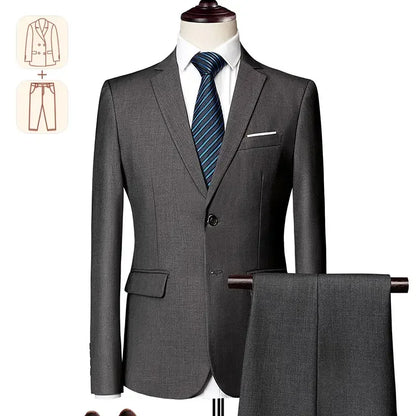 2025 New Men's Business Casual Suit for Weddings Male Solid Colour Formal Suit Sets Men Prom Party Tuxedo Dress