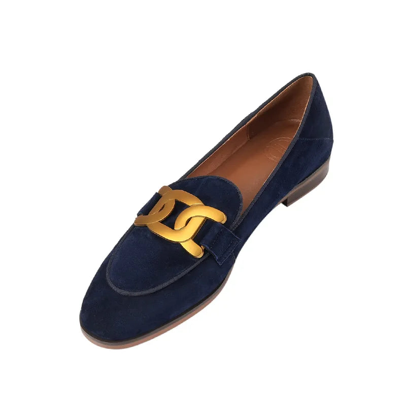 Sapatos femininos retrô com fivela de metal, estilo francês e britânico, elegantes, com bico quadrado, salto grosso, para festas, escritório, casuais.