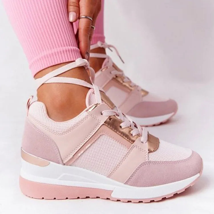 Tênis Feminino Chunky 2026, Cor Sólida, Plataforma, Sola Grossa, Zíper, Vulcanizado, Estilo Zapatos De Mulher
