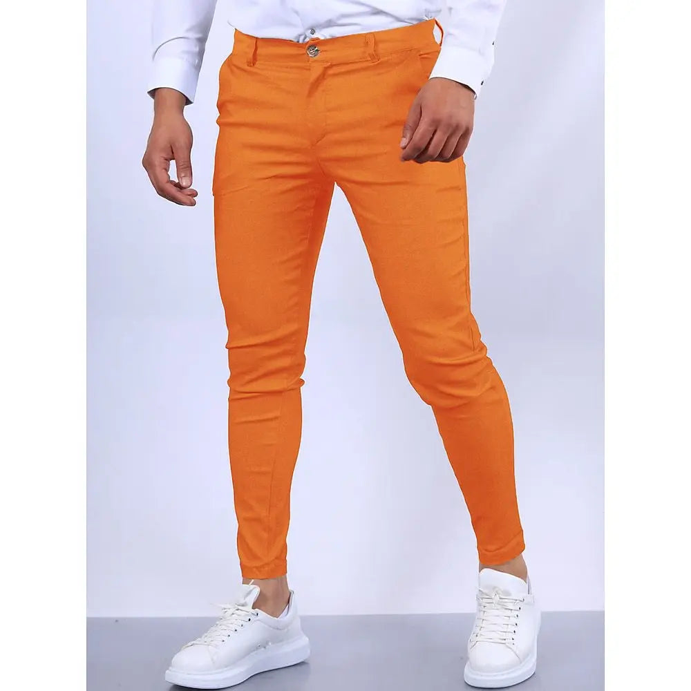 New Solid Color Business Trousers Men's Formal Business Work Pants Slim Straight Leg Pants Casual Trousers
