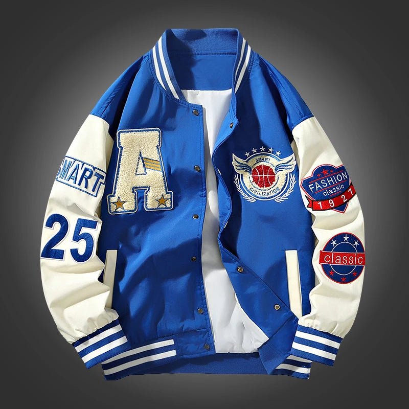 Nova Jaqueta de Beisebol Varsity Masculina Hip Hop Harajuku com Letras em Patchwork Streetwear Feminina Unissex Casacos Universitários