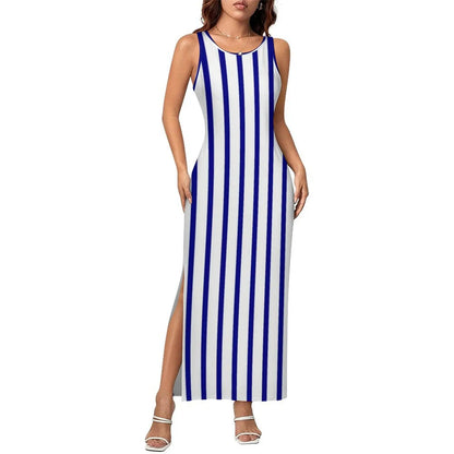 Vestido Bodycon com Estampa Abstrata, Vestido Maxi Retrô de Verão, Sem Mangas, Casual, Estilo Y2k, Tamanho Grande 4XL