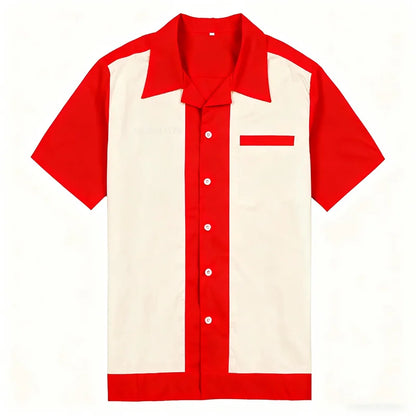 Camisa casual masculina de manga curta com lapela de boliche, camisa esportiva diária, roupas de clube confortáveis e respiráveis, entrega rápida