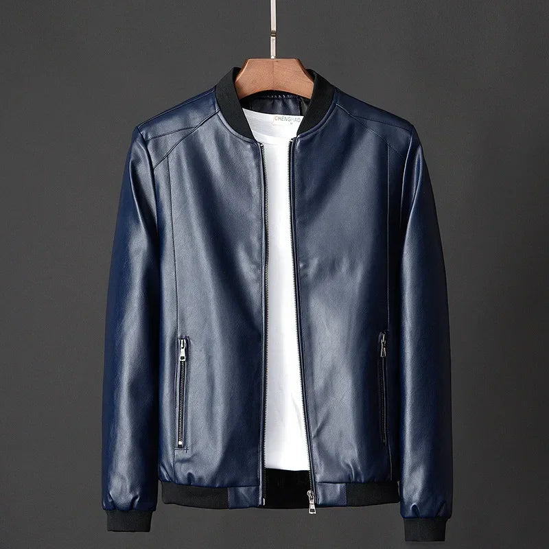 2024 outono novo preto moto biker casacos de couro do plutônio dos homens gola jaquetas de couro casual ajuste estilo punk jaquetas para homem 8xl