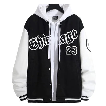 Jaqueta Masculina Manga Longa O-Gola, Carta Impressa Golf Wear, Jaqueta de Beisebol, Casacos Casuais, Primavera, Outono, S-XXL