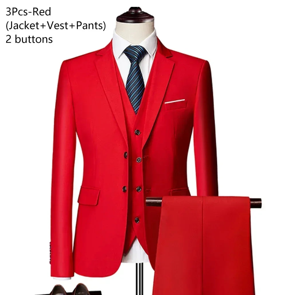 Ternos para homens elegante casamento 3 peças blazers outfit 2 conjunto jaquetas colete calças completo 2025 moda clássico negócios formal