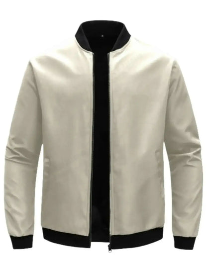 Jaqueta Bomber Slim Casual de Moda Sólida para Homens, Nova Chegada, Jaquetas de Baseball Masculinas