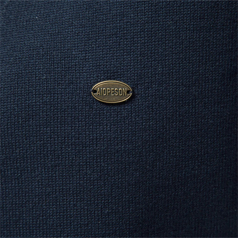 Aiopeson 2024 novo outono algodão cardigan camisola masculina casual único breasted cor sólida de alta qualidade camisola de algodão masculino