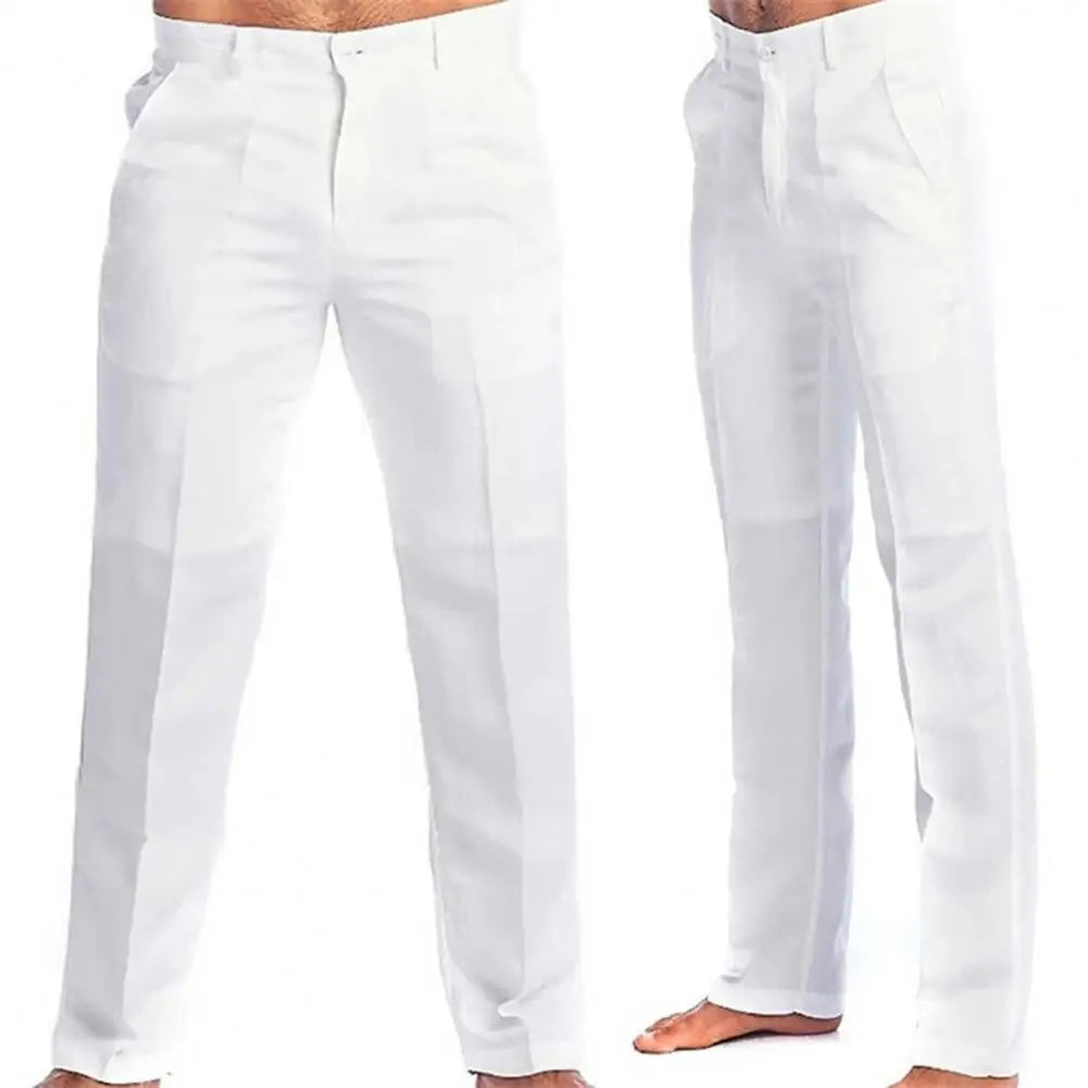 2023 masculino suporte bolso casual calças de linho sólido branco cinza plus size 3xl masculino elegante moda moletom masculino streetwear