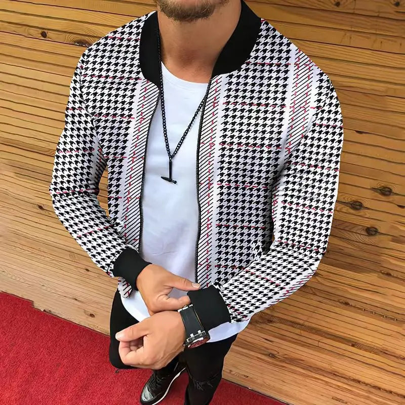 Jaqueta estampada com corte tridimensional masculina, moda casual, comércio exterior, outono e inverno , nova