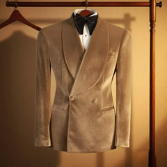 Ternos formais de veludo masculino, blazer duplo breasted, 1 peça, elegante, slim fit, roupas masculinas, casamento, negócios, casacos casuais