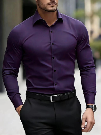 Camisa Masculina de Manga Longa Nova para o Verão, Roupa Formal de Negócios, Top Leve e Respirável para o Trabalho Diário