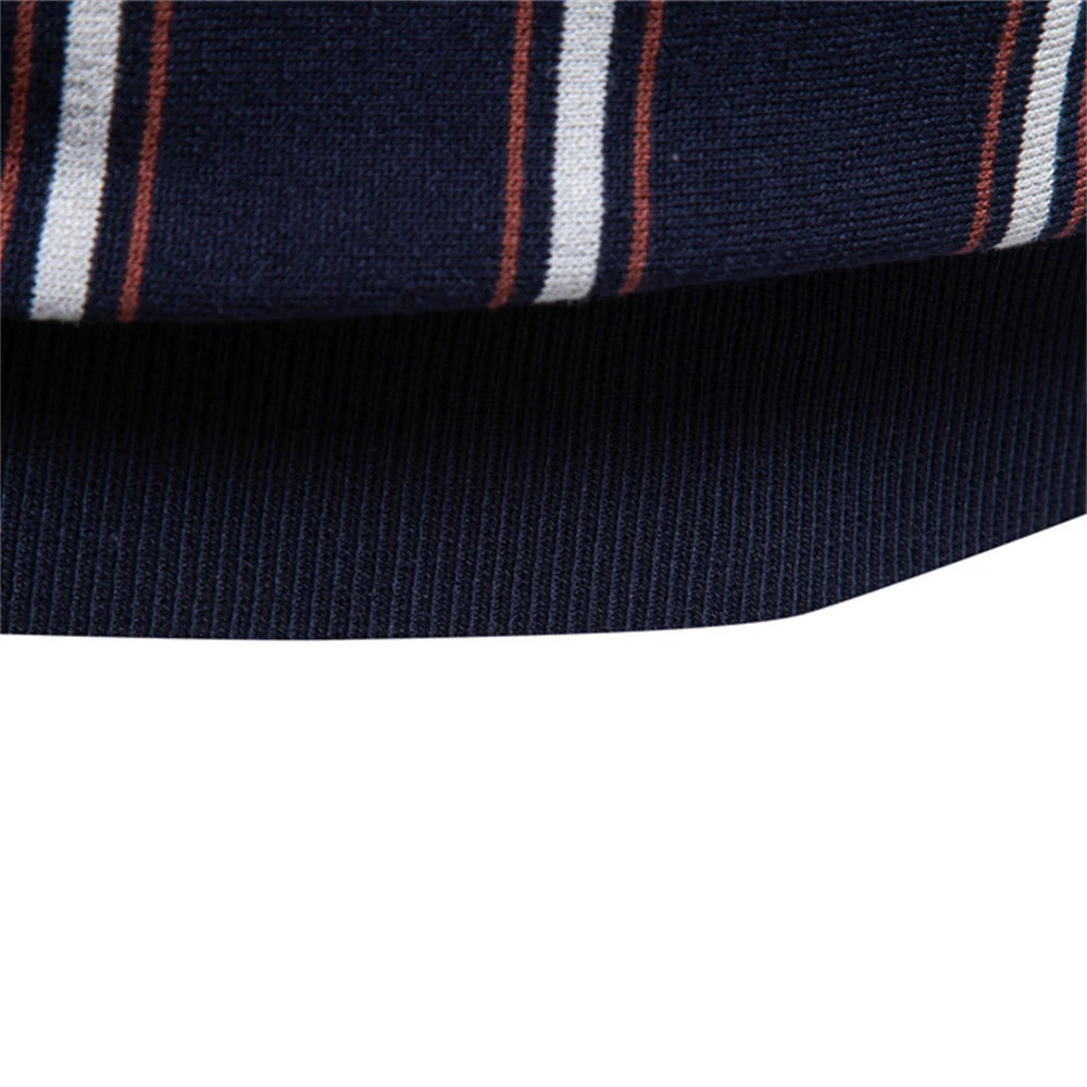 AIOPESON Men's Stripe Polo Shirt Old Money Style Short Sleeve Soft Breathable Casual Elegant Fabric for Comfortable Wear