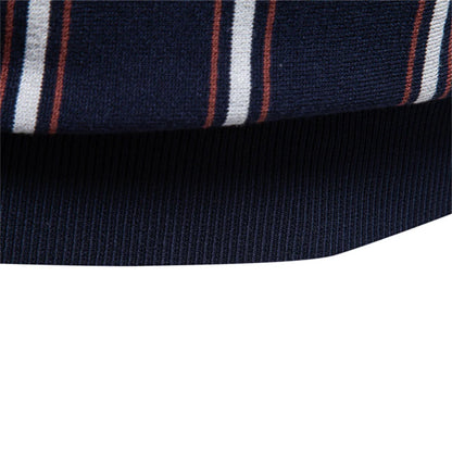 AIOPESON Men's Stripe Polo Shirt Old Money Style Short Sleeve Soft Breathable Casual Elegant Fabric for Comfortable Wear