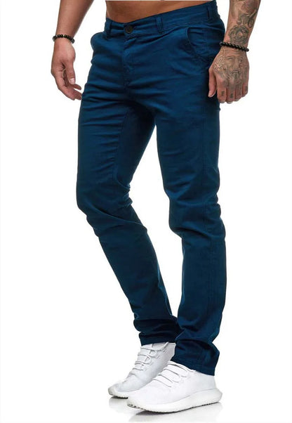 Men Slim Pants Autumn Male One Button Solid Color Straight Workwear Full Trousers BSD-8816
