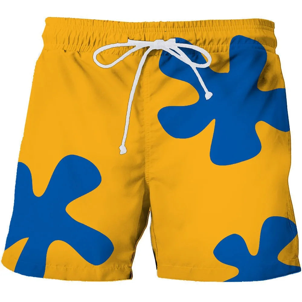 Calção de Banho Havaiano de Secagem Rápida Masculina, Shorts Esportivos para Férias, Estampado 3D Coqueiro, Solto, Moda Verão, 6XL
