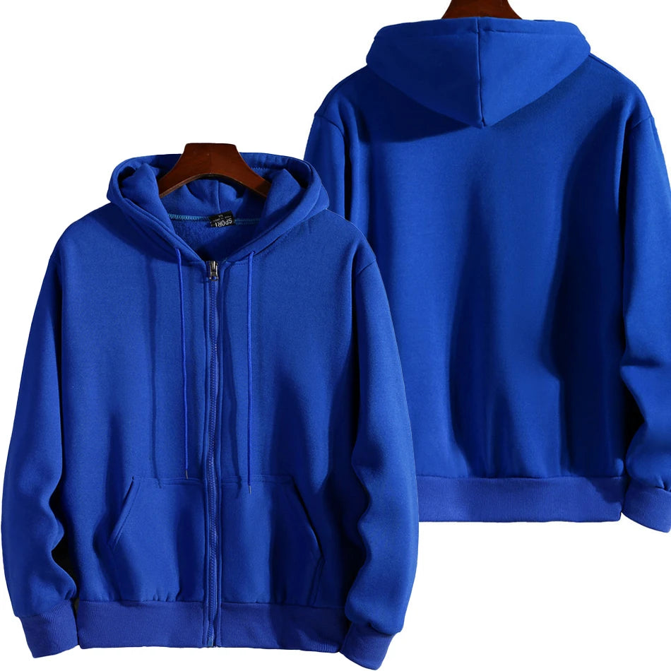 Nova Moda: Moletons com Zíper para Mulheres/Homens, Suéter com Capuz de Manga Longa, Roupas Casuais de Outono/Inverno, Roupas Esportivas Sólidas