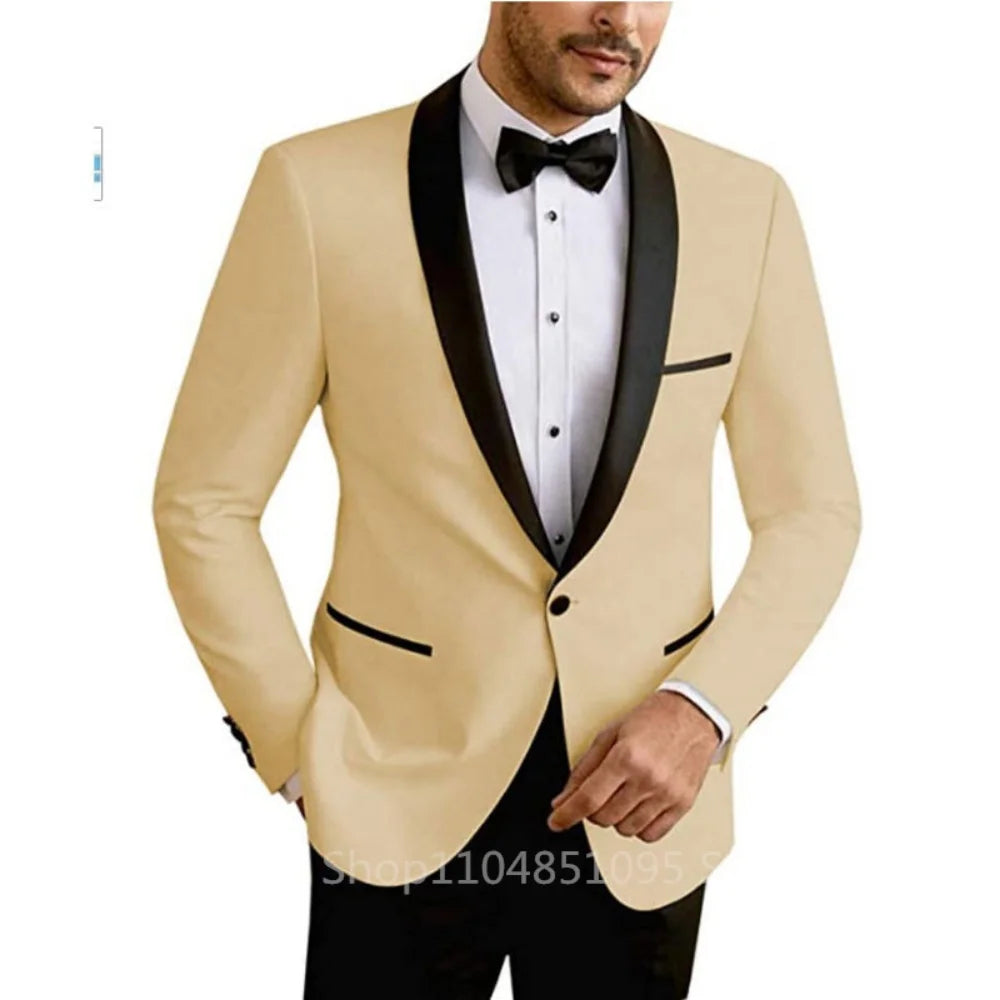 Casual sólido masculino blazer fino ajuste noivo terno de casamento jaqueta moda melhor homem jantar smoking casaco para negócios