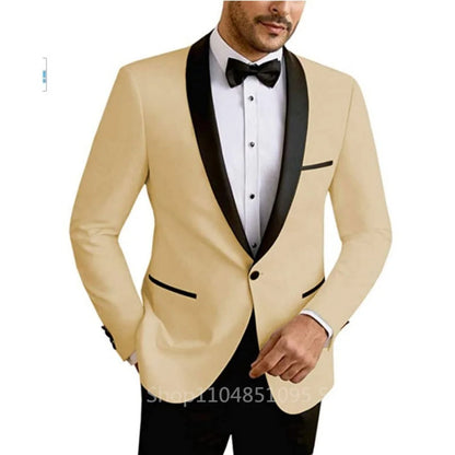 Casual sólido masculino blazer fino ajuste noivo terno de casamento jaqueta moda melhor homem jantar smoking casaco para negócios