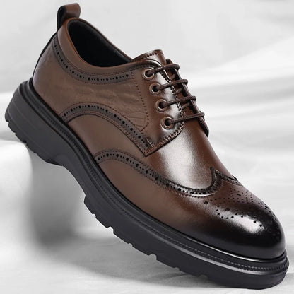 Men's leather shoes business formal wear, casual leather shoes soft-soled lace-up comfortable dress shoes wedding groom shoes
