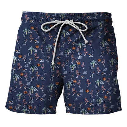 Calção de Banho Havaiano de Secagem Rápida Masculina, Shorts Esportivos para Férias, Estampado 3D Coqueiro, Solto, Moda Verão, 6XL