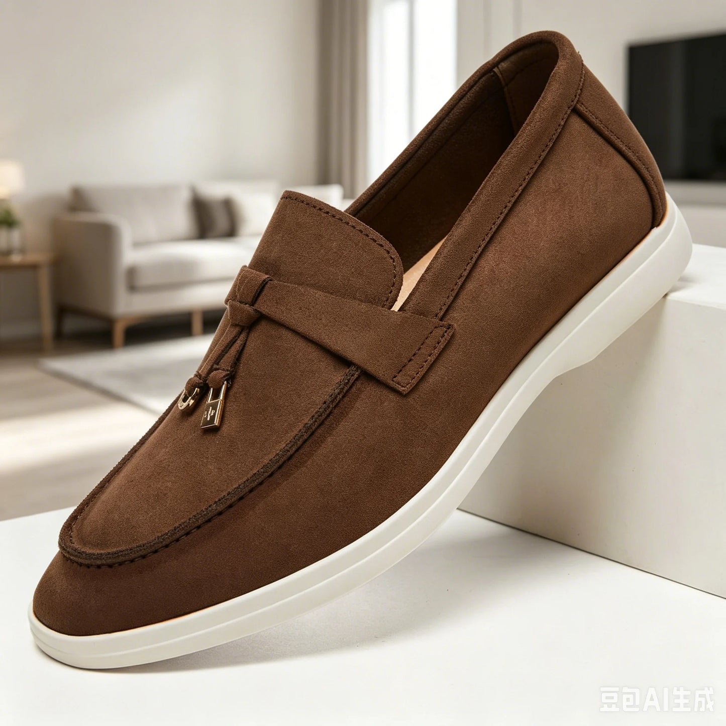Mocassins Masculinos de Camurça com Borlas, Sola Plana Leve Antiderrapante para Uso Diário, Escritório e Direção - Novo Desai 2026