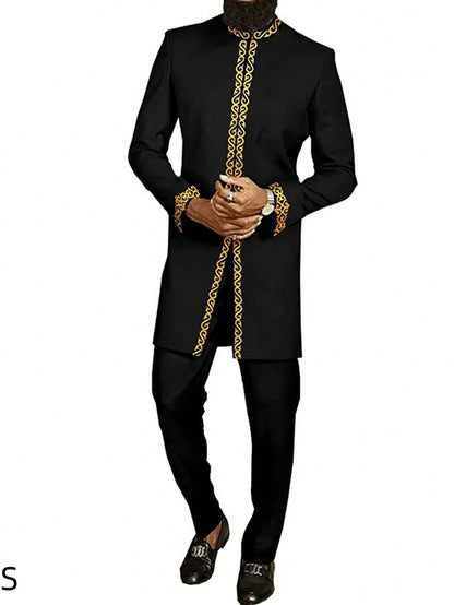 Novo Terno Masculino 2025, Bolso Branco, Conjunto de 2 Peças, Terno Casual de Luxo para Casamento, Estilo Tradicional Africano de Minorias Étnicas