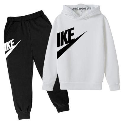 Conjunto de Moletom Estiloso para Crianças de 3 a 12 Anos, Casaco Esportivo de Manga Longa para Meninos e Meninas, Top + Calças