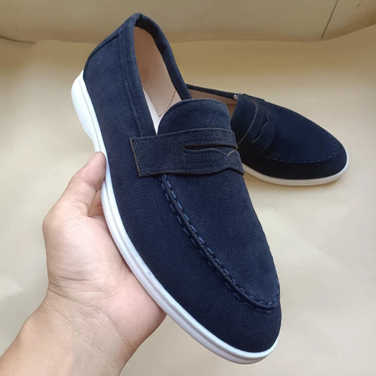 Verão masculino marca camurça mocassins de couro dos homens sapatos casuais de luxo respirável deslizamento em sapatos de condução mocassins