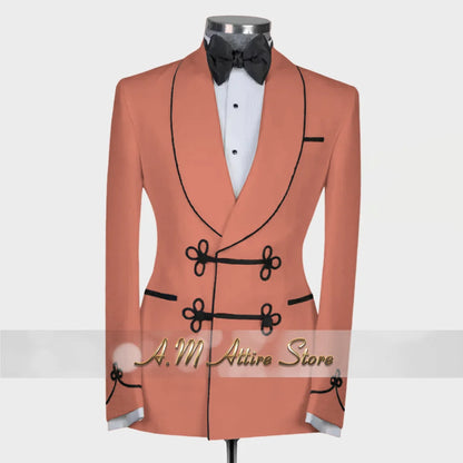 Ternos extravagantes masculinos, conjunto de 2 peças, xale, lapal, botão floral, jaqueta, calças, ajuste fino para casamento, coquetel, bola, jantar, vestido de festa, presentes
