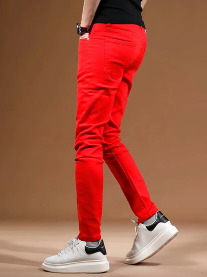 KING JEANS RED Men's Long Pants Bulletproof Business Office Style Simple And Versatile Suitable For Various Occasions