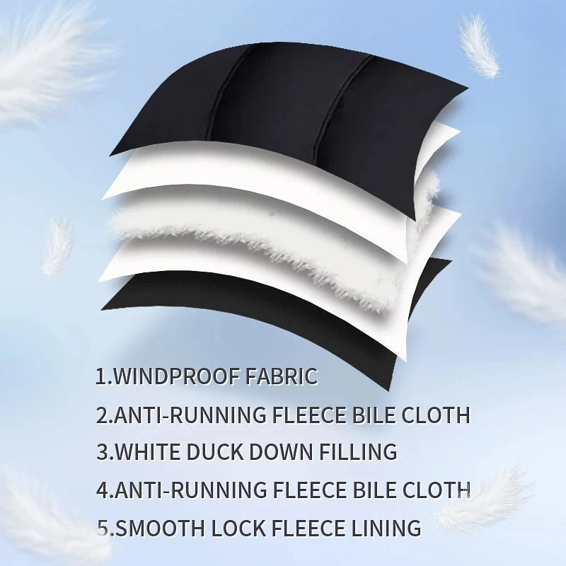 Casaco Casual com Capuz para Caminhadas ao Ar Livre em Cor Sólida, Jaqueta de Penas de Pato Branco para Homens, Casaco de Inverno Masculino à Prova de Vento com Capuz Removível