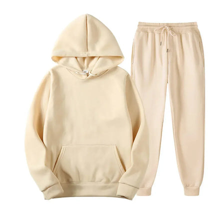 Conjunto de fato de treino masculino, 2 peças: camisola com capuz e calças com cordão, roupa de desporto para homem e mulher, ideal para corrida e atividades desportivas no outono.
