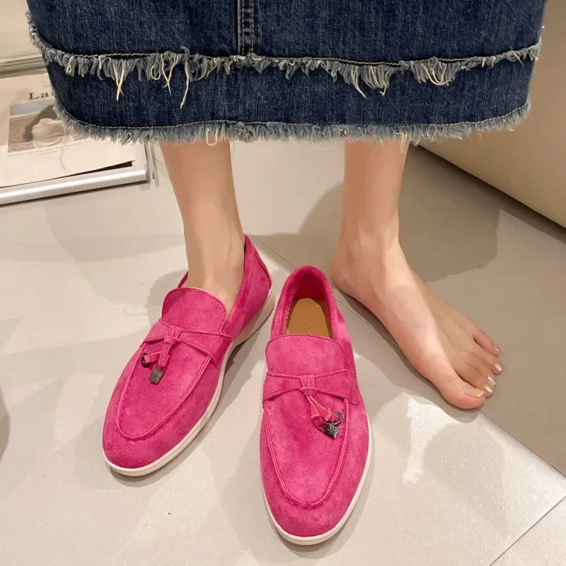 Salto baixo dedo do pé redondo veludo confortável sapatos planos estilo retro primavera nova chegada tamanho grande calçados casuais para adultos