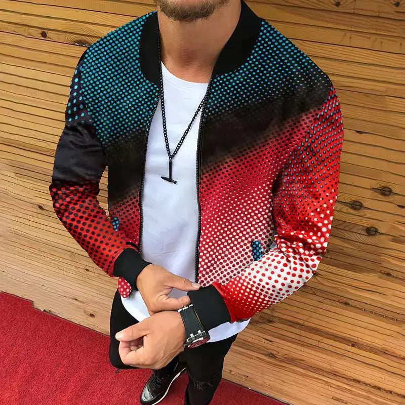 Jaqueta estampada com corte tridimensional masculina, moda casual, comércio exterior, outono e inverno , nova