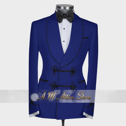 Ternos extravagantes masculinos, conjunto de 2 peças, xale, lapal, botão floral, jaqueta, calças, ajuste fino para casamento, coquetel, bola, jantar, vestido de festa, presentes