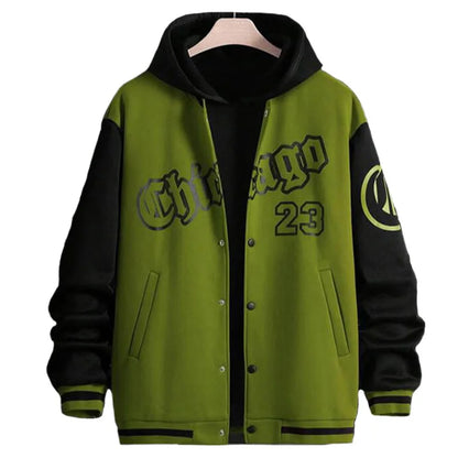 Jaqueta Masculina Manga Longa O-Gola, Carta Impressa Golf Wear, Jaqueta de Beisebol, Casacos Casuais, Primavera, Outono, S-XXL