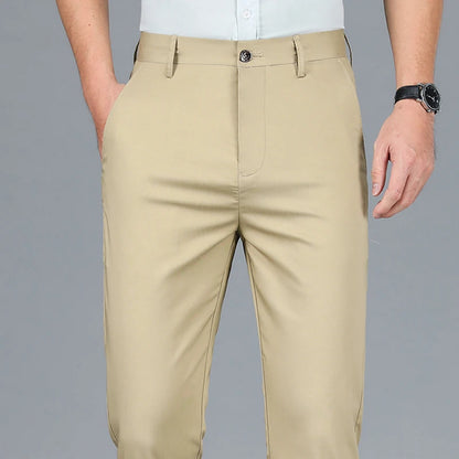 Calça casual fina de fibra de bambu masculina, estilo clássico, moda comercial, marca de luxo masculina, nova, verão 2022