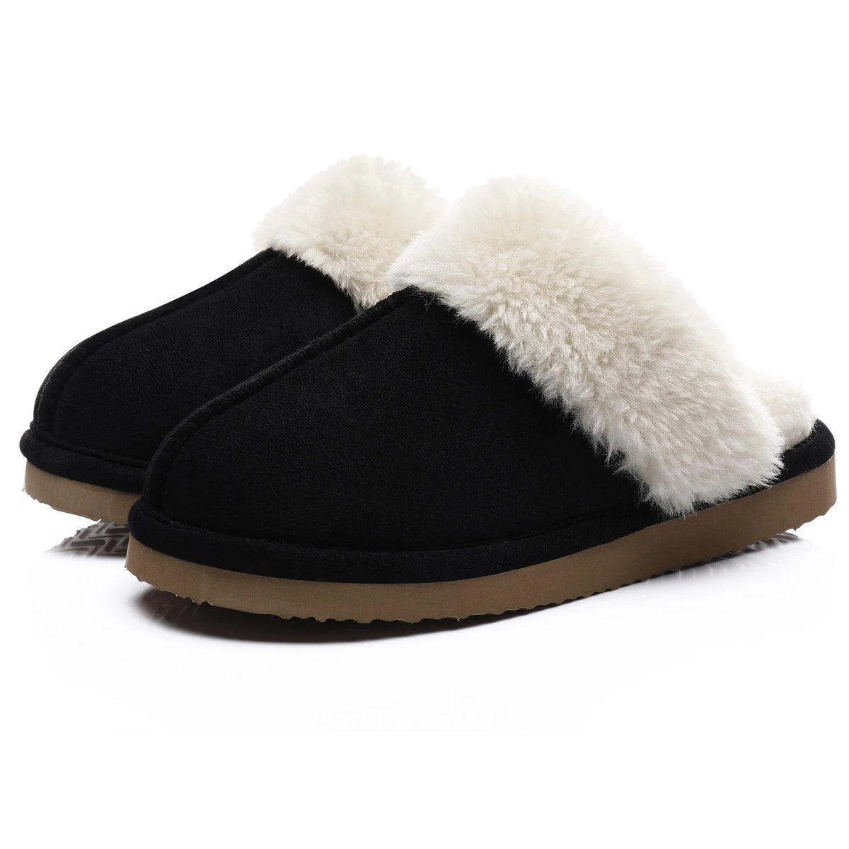 Chinelos de algodão evshine-luxuoso para mulheres, chinelo interior macio, espuma de memória confortável, sapato plano de pele ao ar livre, inverno